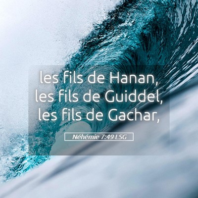 Picture 05 - Néhémie 7:49 LSG - les fils de Hanan, les fils de Guiddel, les fils - Bible Verse Picture