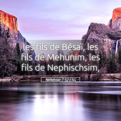 Picture 05 - Néhémie 7:52 LSG - les fils de Bésaï, les fils de Mehunim, les - Bible Verse Picture