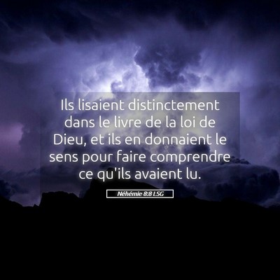 Picture 05 - Néhémie 8:8 LSG - Ils lisaient distinctement dans le livre de la - Bible Verse Picture