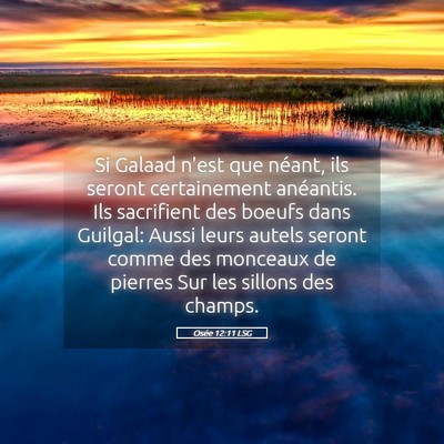 Picture 05 - Osée 12:11 LSG - Si Galaad n'est que néant, ils seront - Bible Verse Picture