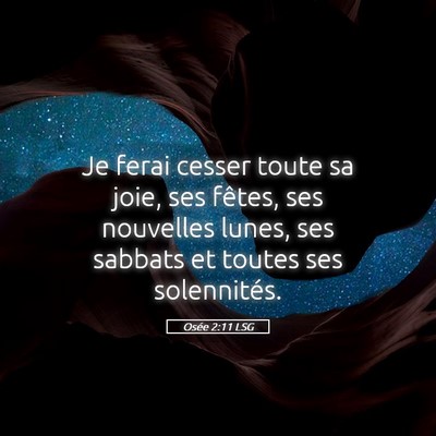 Picture 05 - Osée 2:11 LSG - Je ferai cesser toute sa joie, ses fêtes, ses - Bible Verse Picture