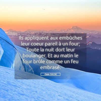 Picture 05 - Osée 7:6 LSG - Ils appliquent aux embûches leur coeur pareil à - Bible Verse Picture
