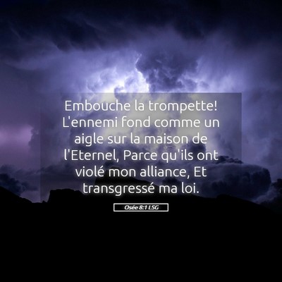 Picture 05 - Osée 8:1 LSG - Embouche la trompette! L'ennemi fond comme un - Bible Verse Picture