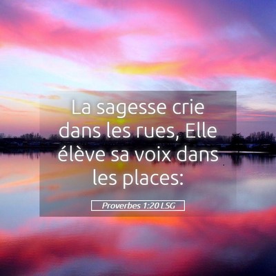 Picture 05 - Proverbes 1:20 LSG - La sagesse crie dans les rues, Elle élève sa - Bible Verse Picture