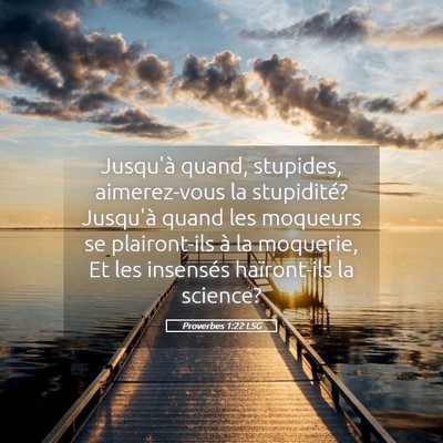 Picture 05 - Proverbes 1:22 LSG - Jusqu'à quand, stupides, aimerez-vous la - Bible Verse Picture