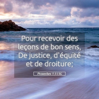 Picture 05 - Proverbes 1:3 LSG - Pour recevoir des leçons de bon sens, De - Bible Verse Picture