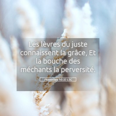 Picture 05 - Proverbes 10:32 LSG - Les lèvres du juste connaissent la grâce, Et la - Bible Verse Picture