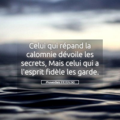 Picture 05 - Proverbes 11:13 LSG - Celui qui répand la calomnie dévoile les - Bible Verse Picture