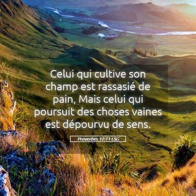 Picture 05 - Proverbes 12:11 LSG - Celui qui cultive son champ est rassasié de - Bible Verse Picture