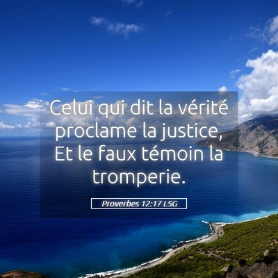 Picture 05 - Proverbes 12:17 LSG - Celui qui dit la vérité proclame la justice, Et - Bible Verse Picture