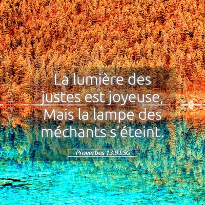 Picture 05 - Proverbes 13:9 LSG - La lumière des justes est joyeuse, Mais la lampe - Bible Verse Picture