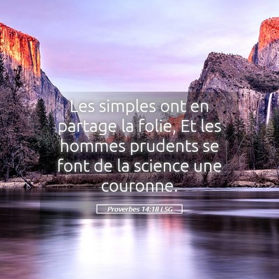 Picture 05 - Proverbes 14:18 LSG - Les simples ont en partage la folie, Et les - Bible Verse Picture