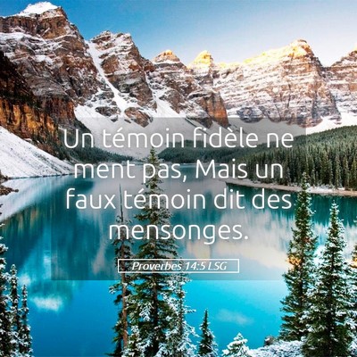 Picture 05 - Proverbes 14:5 LSG - Un témoin fidèle ne ment pas, Mais un faux - Bible Verse Picture