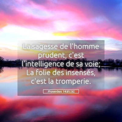 Picture 05 - Proverbes 14:8 LSG - La sagesse de l'homme prudent, c'est - Bible Verse Picture