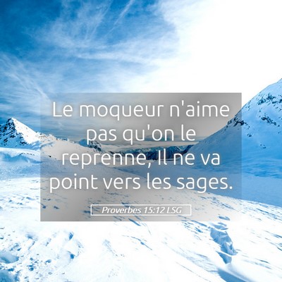 Picture 05 - Proverbes 15:12 LSG - Le moqueur n'aime pas qu'on le reprenne, Il ne va - Bible Verse Picture