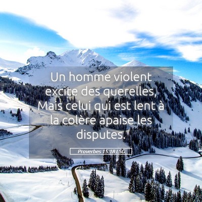 Picture 05 - Proverbes 15:18 LSG - Un homme violent excite des querelles, Mais celui - Bible Verse Picture