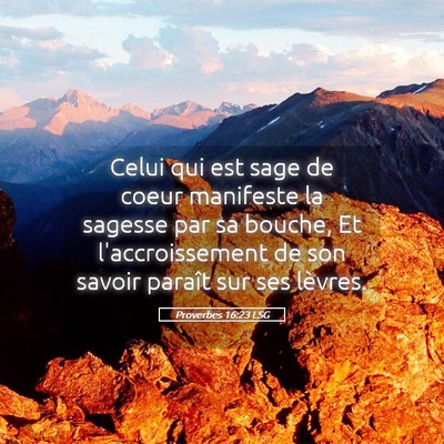 Picture 05 - Proverbes 16:23 LSG - Celui qui est sage de coeur manifeste la sagesse - Bible Verse Picture