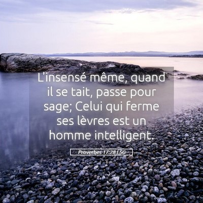 Picture 05 - Proverbes 17:28 LSG - L'insensé même, quand il se tait, passe pour - Bible Verse Picture