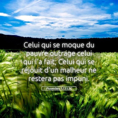 Picture 05 - Proverbes 17:5 LSG - Celui qui se moque du pauvre outrage celui qui - Bible Verse Picture