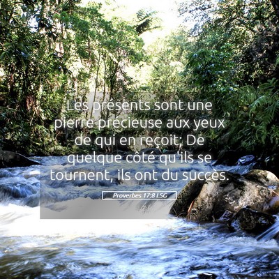 Picture 05 - Proverbes 17:8 LSG - Les présents sont une pierre précieuse aux yeux - Bible Verse Picture