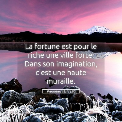 Picture 05 - Proverbes 18:11 LSG - La fortune est pour le riche une ville forte; - Bible Verse Picture