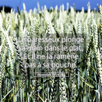 Picture 05 - Proverbes 19:24 LSG - Le paresseux plonge sa main dans le plat, Et il - Bible Verse Picture