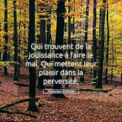 Picture 05 - Proverbes 2:14 LSG - Qui trouvent de la jouissance à faire le mal, - Bible Verse Picture
