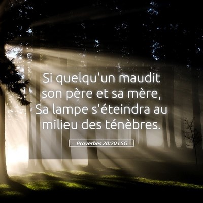 Picture 05 - Proverbes 20:20 LSG - Si quelqu'un maudit son père et sa mère, Sa - Bible Verse Picture