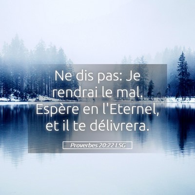 Picture 05 - Proverbes 20:22 LSG - Ne dis pas: Je rendrai le mal. Espère en - Bible Verse Picture