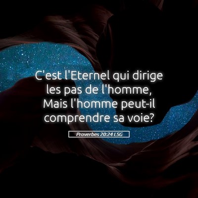 Picture 05 - Proverbes 20:24 LSG - C'est l'Eternel qui dirige les pas de l'homme, - Bible Verse Picture