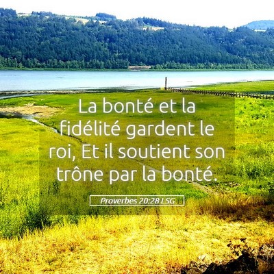 Picture 05 - Proverbes 20:28 LSG - La bonté et la fidélité gardent le roi, Et il - Bible Verse Picture
