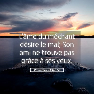 Picture 05 - Proverbes 21:10 LSG - L'âme du méchant désire le mal; Son ami ne - Bible Verse Picture