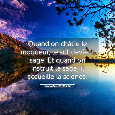 Picture 05 - Proverbes 21:11 LSG - Quand on châtie le moqueur, le sot devient sage; - Bible Verse Picture