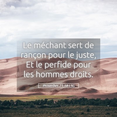 Picture 05 - Proverbes 21:18 LSG - Le méchant sert de rançon pour le juste, Et le - Bible Verse Picture