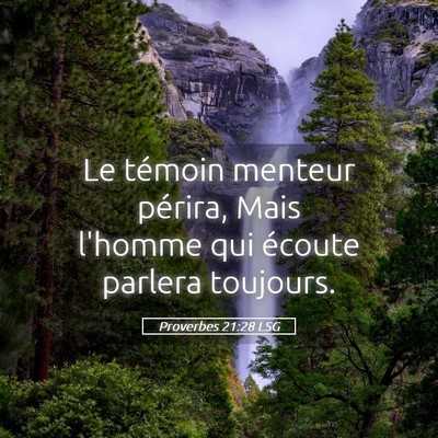 Picture 05 - Proverbes 21:28 LSG - Le témoin menteur périra, Mais l'homme qui - Bible Verse Picture