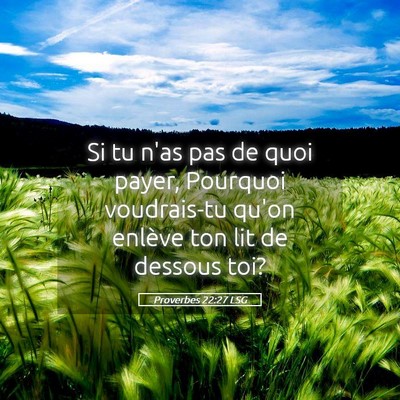 Picture 05 - Proverbes 22:27 LSG - Si tu n'as pas de quoi payer, Pourquoi - Bible Verse Picture