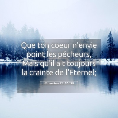 Picture 05 - Proverbes 23:17 LSG - Que ton coeur n'envie point les pécheurs, Mais - Bible Verse Picture