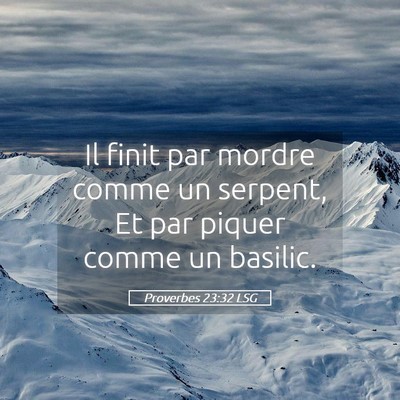 Picture 05 - Proverbes 23:32 LSG - Il finit par mordre comme un serpent, Et par - Bible Verse Picture