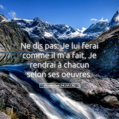 Picture 05 - Proverbes 24:29 LSG - Ne dis pas: Je lui ferai comme il m'a fait, Je - Bible Verse Picture