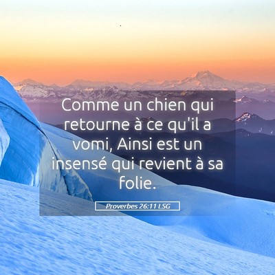 Picture 05 - Proverbes 26:11 LSG - Comme un chien qui retourne à ce qu'il a vomi, - Bible Verse Picture