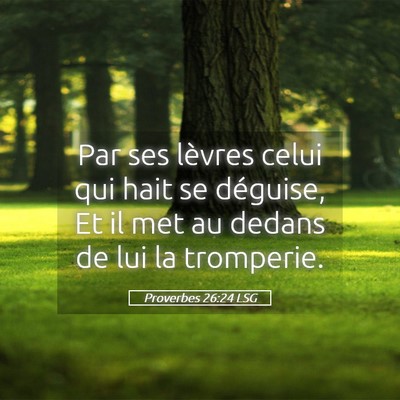 Picture 05 - Proverbes 26:24 LSG - Par ses lèvres celui qui hait se déguise, Et il - Bible Verse Picture