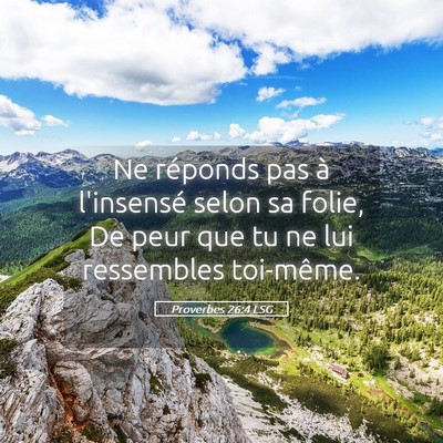 Picture 05 - Proverbes 26:4 LSG - Ne réponds pas à l'insensé selon sa folie, De - Bible Verse Picture