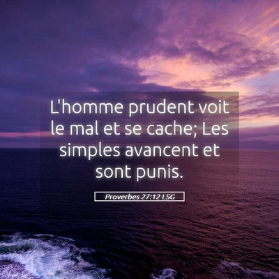 Picture 05 - Proverbes 27:12 LSG - L'homme prudent voit le mal et se cache; Les - Bible Verse Picture