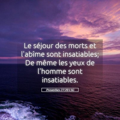Picture 05 - Proverbes 27:20 LSG - Le séjour des morts et l'abîme sont - Bible Verse Picture