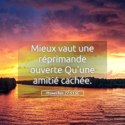 Picture 05 - Proverbes 27:5 LSG - Mieux vaut une réprimande ouverte Qu'une amitié - Bible Verse Picture