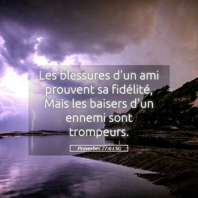 Picture 05 - Proverbes 27:6 LSG - Les blessures d'un ami prouvent sa fidélité, - Bible Verse Picture