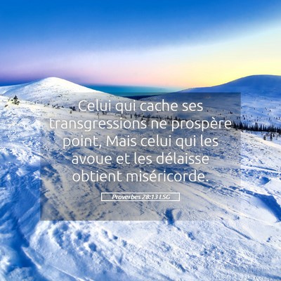 Picture 05 - Proverbes 28:13 LSG - Celui qui cache ses transgressions ne prospère - Bible Verse Picture