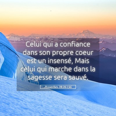Picture 05 - Proverbes 28:26 LSG - Celui qui a confiance dans son propre coeur est - Bible Verse Picture