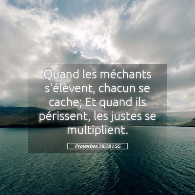Picture 05 - Proverbes 28:28 LSG - Quand les méchants s'élèvent, chacun se cache; - Bible Verse Picture