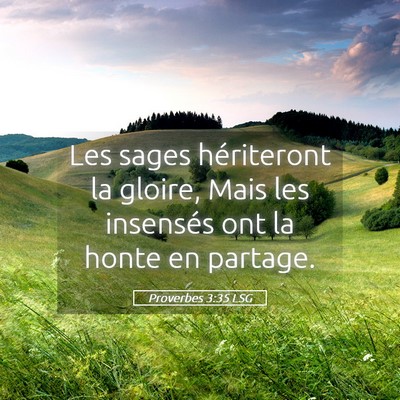 Picture 05 - Proverbes 3:35 LSG - Les sages hériteront la gloire, Mais les - Bible Verse Picture